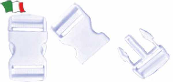 FIBBIA CON DOPPIA REGOLAZIONE A SCATTO MM.40 NYLON BIANCA